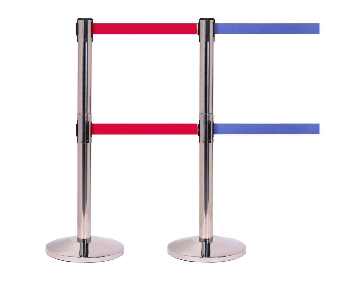Stainless Steel Dual Queue Stanchion Post Pole Barrier